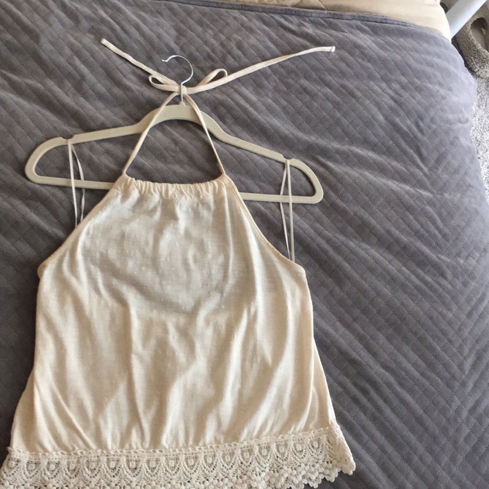 Cream tie halter top